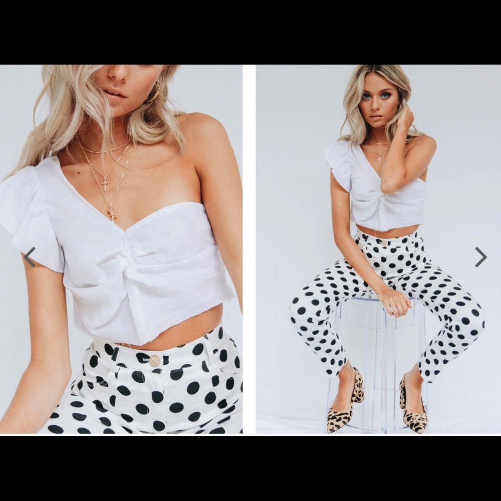 White Verge Girl exclusive one shoulder top